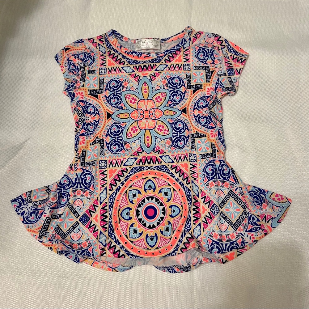 Pony Tails Girls Size 5/6 Pink Summer Print Dress